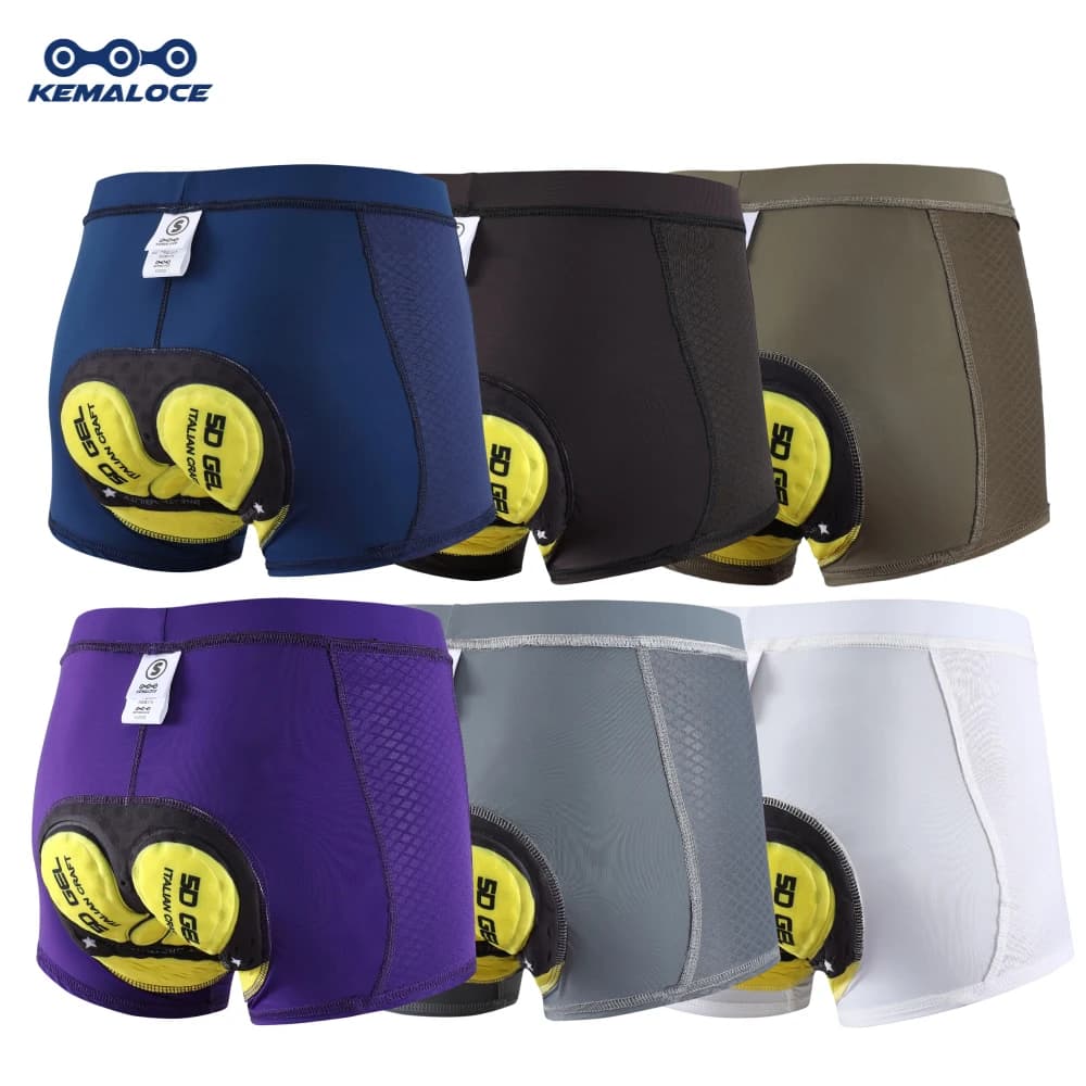 KEMALOCE Intimo da ciclismo Uomo Pantaloncini da bici antiurto imbottiti in gel 5D BluGrigioBiancoViola Colpi da ciclismo MTB Mutande da bicicletta