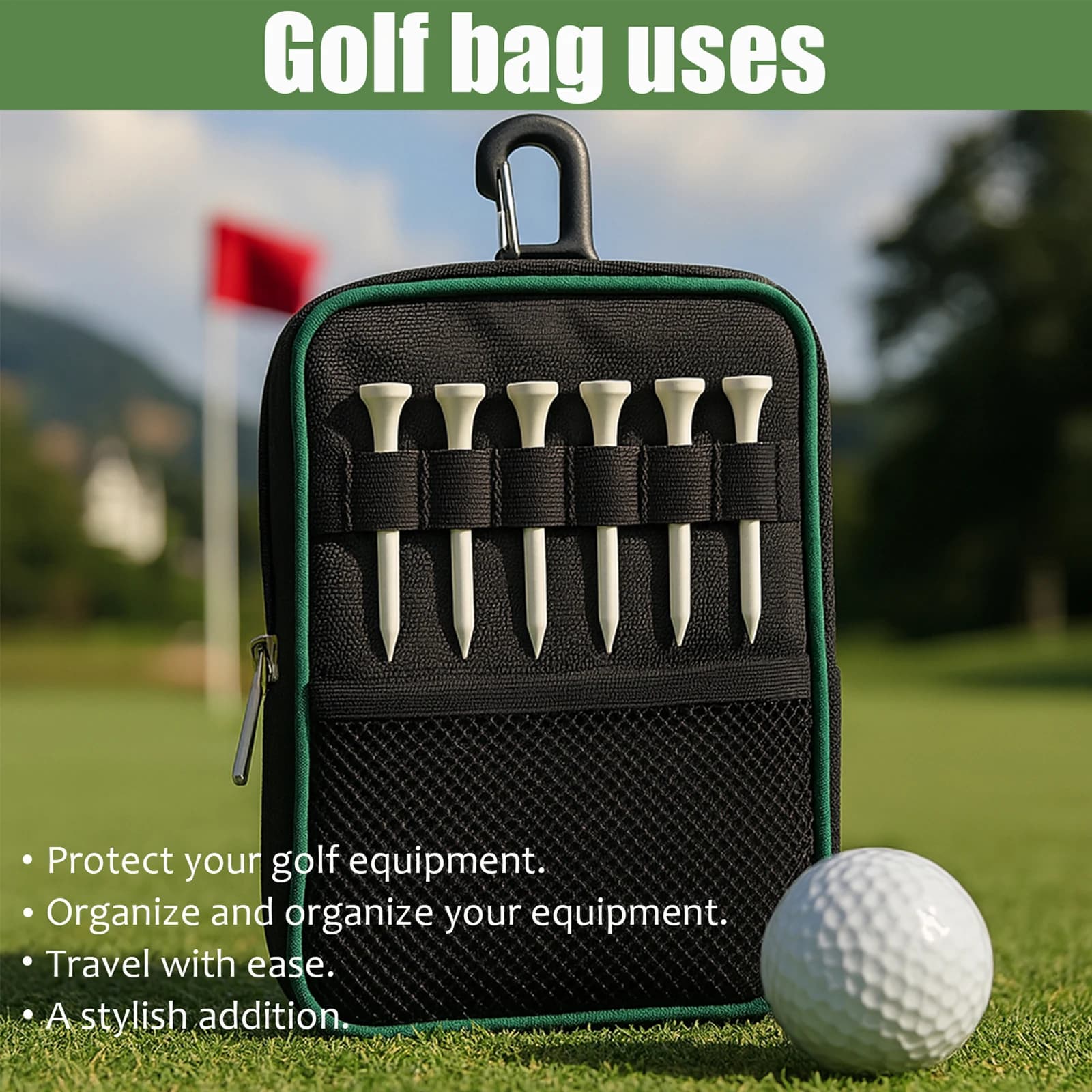 Nuova Borsa da Golf Portatile con Cerniera e Attacco per Cintura, Accessori per Palline da Golf, Borsa per Palline da Golf per Esterni