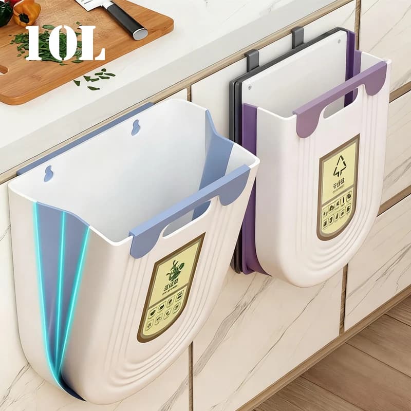 Bidone della spazzatura pieghevole con gancio per armadietto Bidone da appoggio portatile per cucina, bagno, bidone della spazzatura per lo smaltimento dei rifiuti del bagno