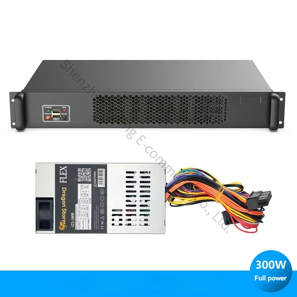 1.5U Telaio di controllo industriale Software Router Server di monitoraggio NAS Posizione scheda ATX Ventola da 6 cm Alimentatore FLEX Acciaio Nero