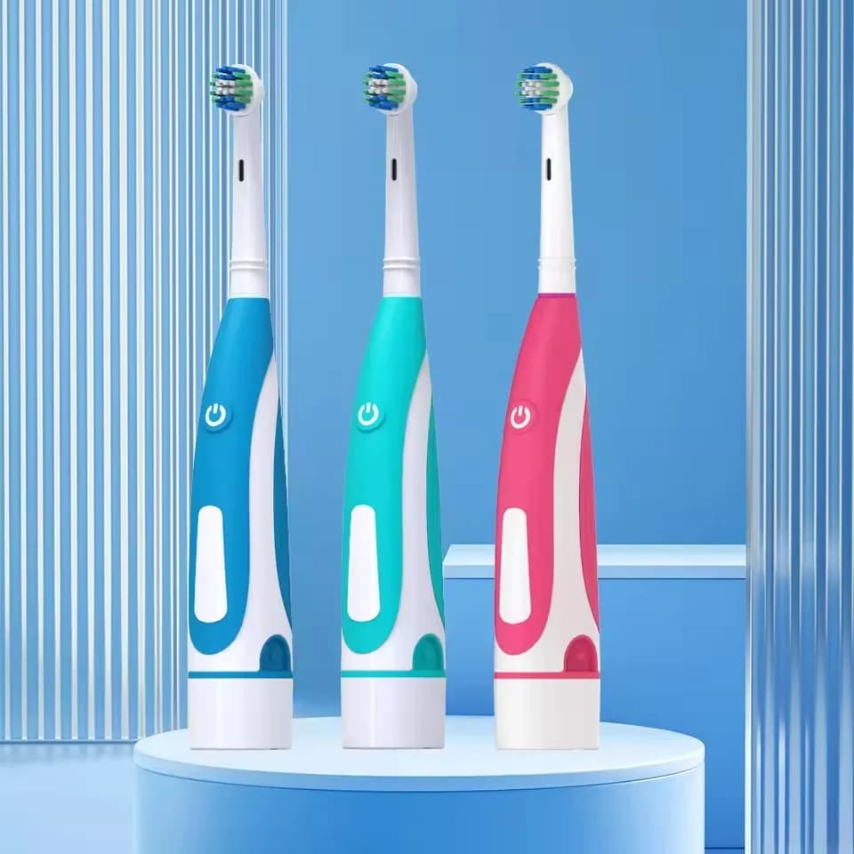 Electric toothbrush Roasting vibrating heads Toothbrush Soft bristles rotation Care of gums Battery power Teeth whitening for adults