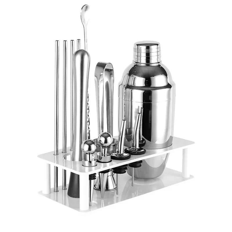 Set shaker per cocktail in acciaio inossidabile Kit da barista Scaffale in plastica