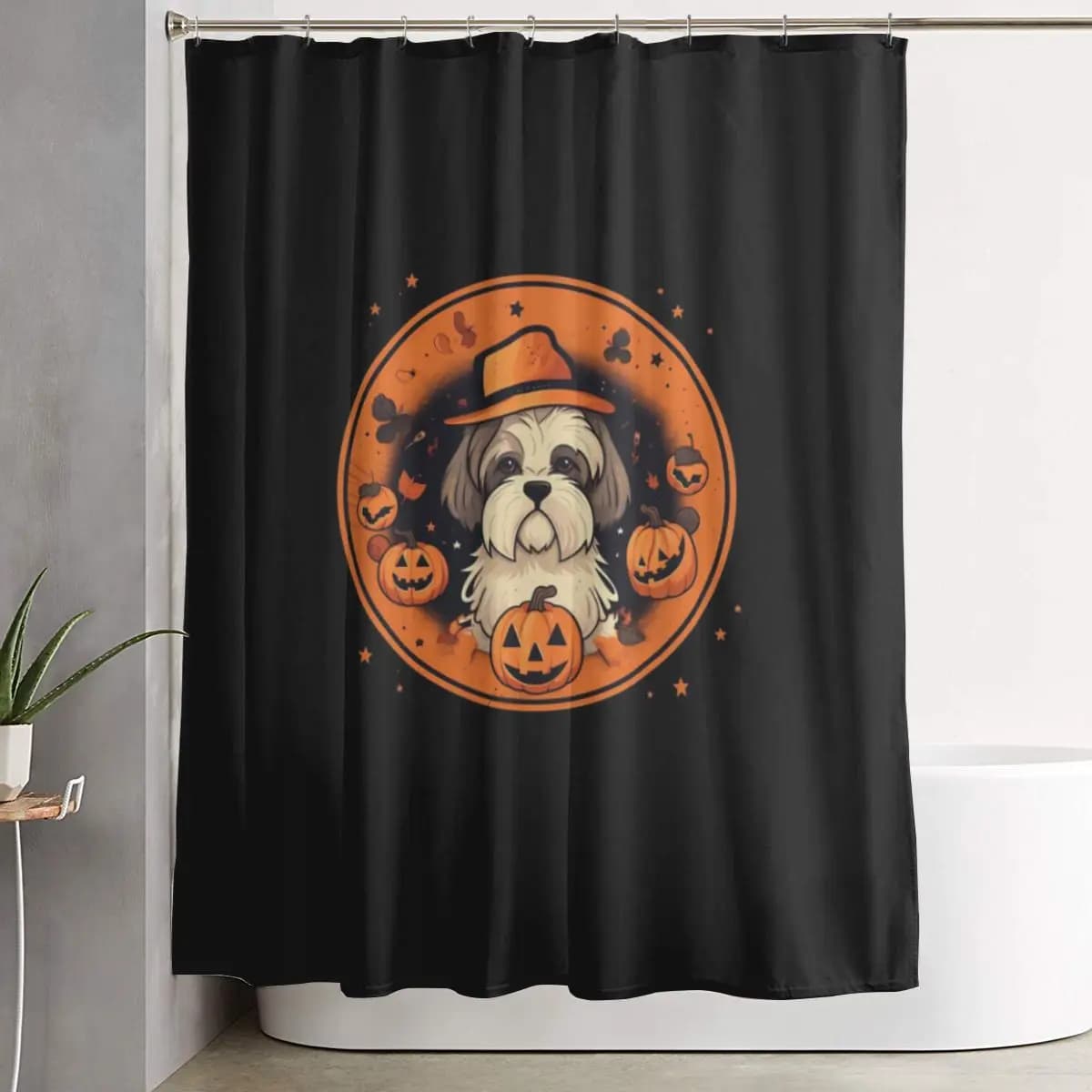 Shih Tzu Dog Halloween, Love Dogs 2 Tende da doccia per bagno in poliestere impermeabili con ganci
