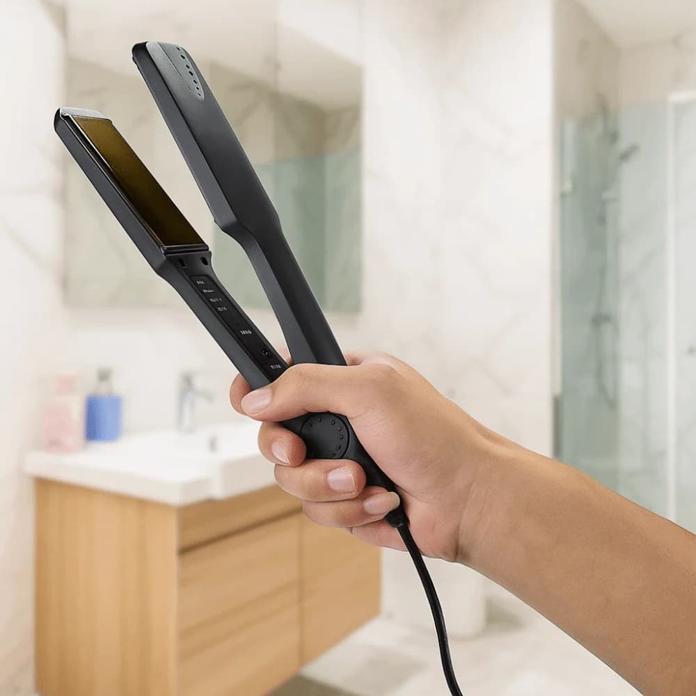 Piastra per Capelli Elettrica a Riscaldamento Rapido con Piastre in Ceramica Allargate, Piastra Riscaldante per Frangia, Spina EU, Temperatura Regolabile, Arricciacapelli