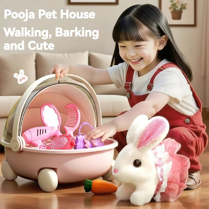 Simpatico Coniglio Elettrico Interattivo, Giocattolo di Peluche con Carota, Cammina, Agita le Orecchie e il Coda, Bambola Imbottita, Regalo di Compleanno