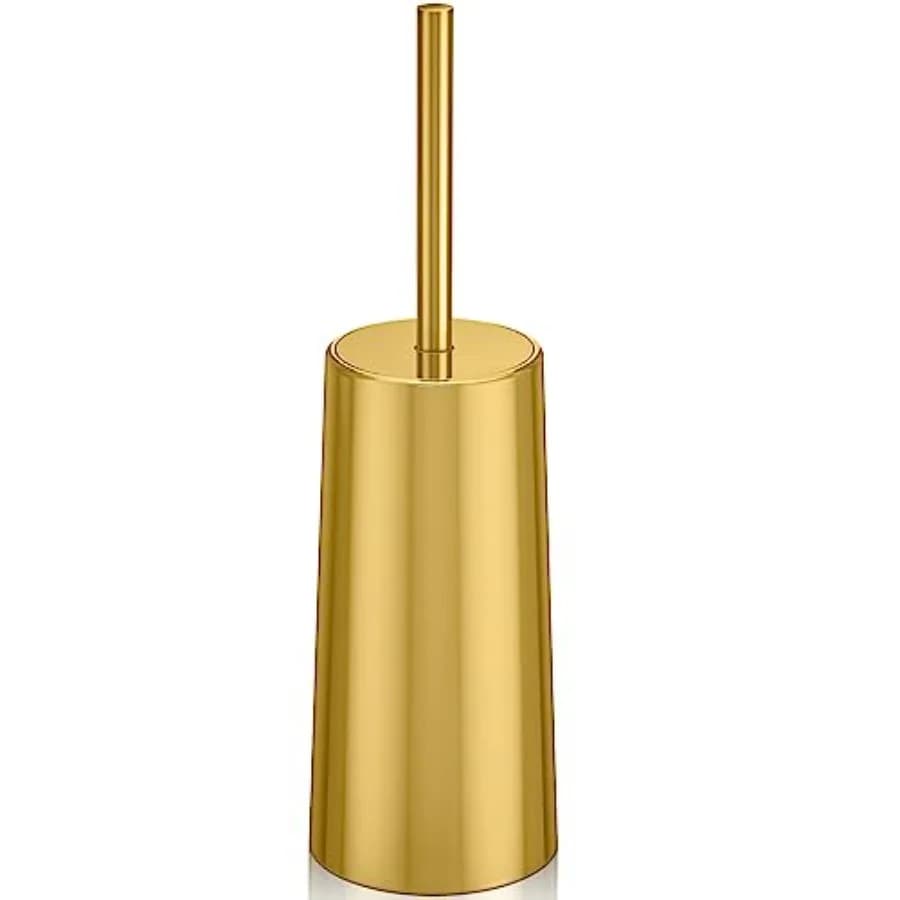 Toilet Brush and Holder, Toilet Brush Stainless Steel, Toilet Bowl Brush for Bathroom Toilet-Ergonomic, Elegant, Durable Gold