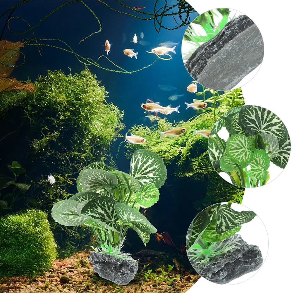 2 Pieces Artificial Plants for Aquarium, Realistic Plastic Decorations for Fresh and Salt Water Aquarium