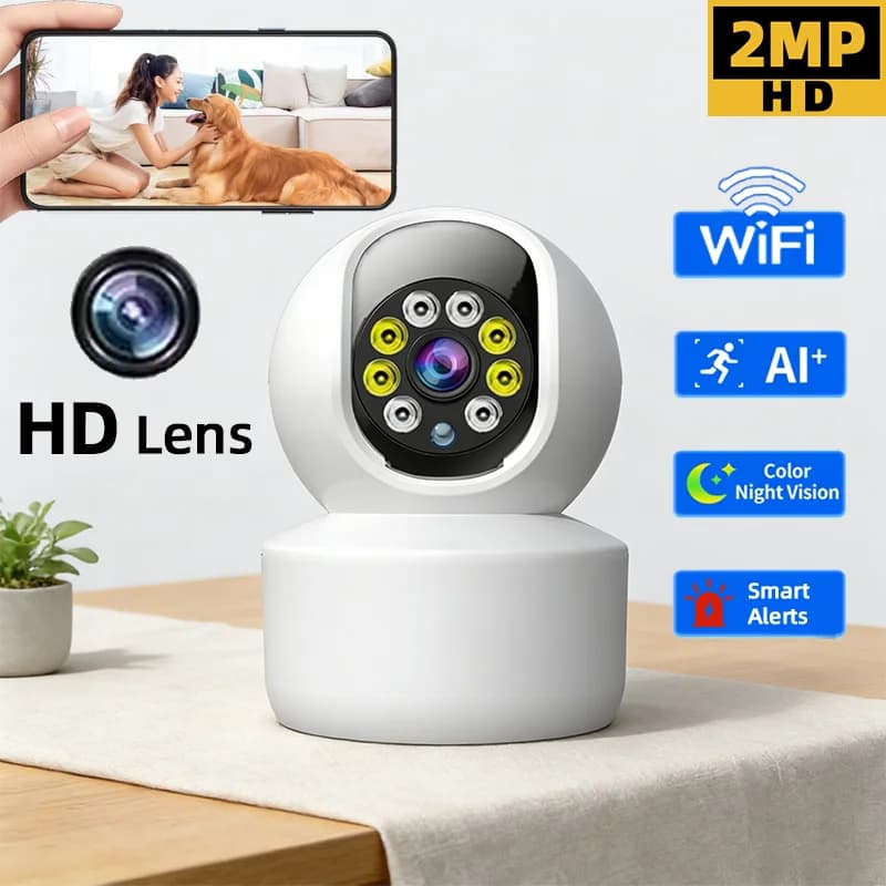 Telecamera WiFi 2MP per Casa Intelligente, Sorveglianza IP Wireless per Interni con Rilevamento AI, Tracciamento Automatico, Monitoraggio di Sicurezza e Bambini