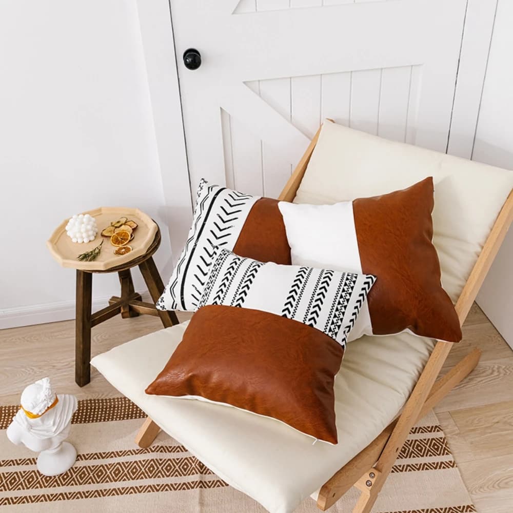 Rectangular cushion cover 35x50 cm for living room sofa, home decoration, PU leather lumbar pillowcase