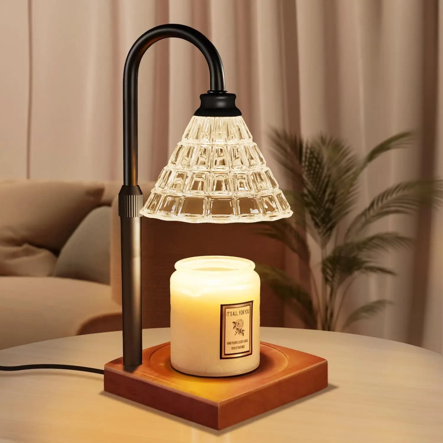 Staircase lamp with Dimmer and Timer for Home Furniture, Gift for You or for Mom, Design in Black Wood