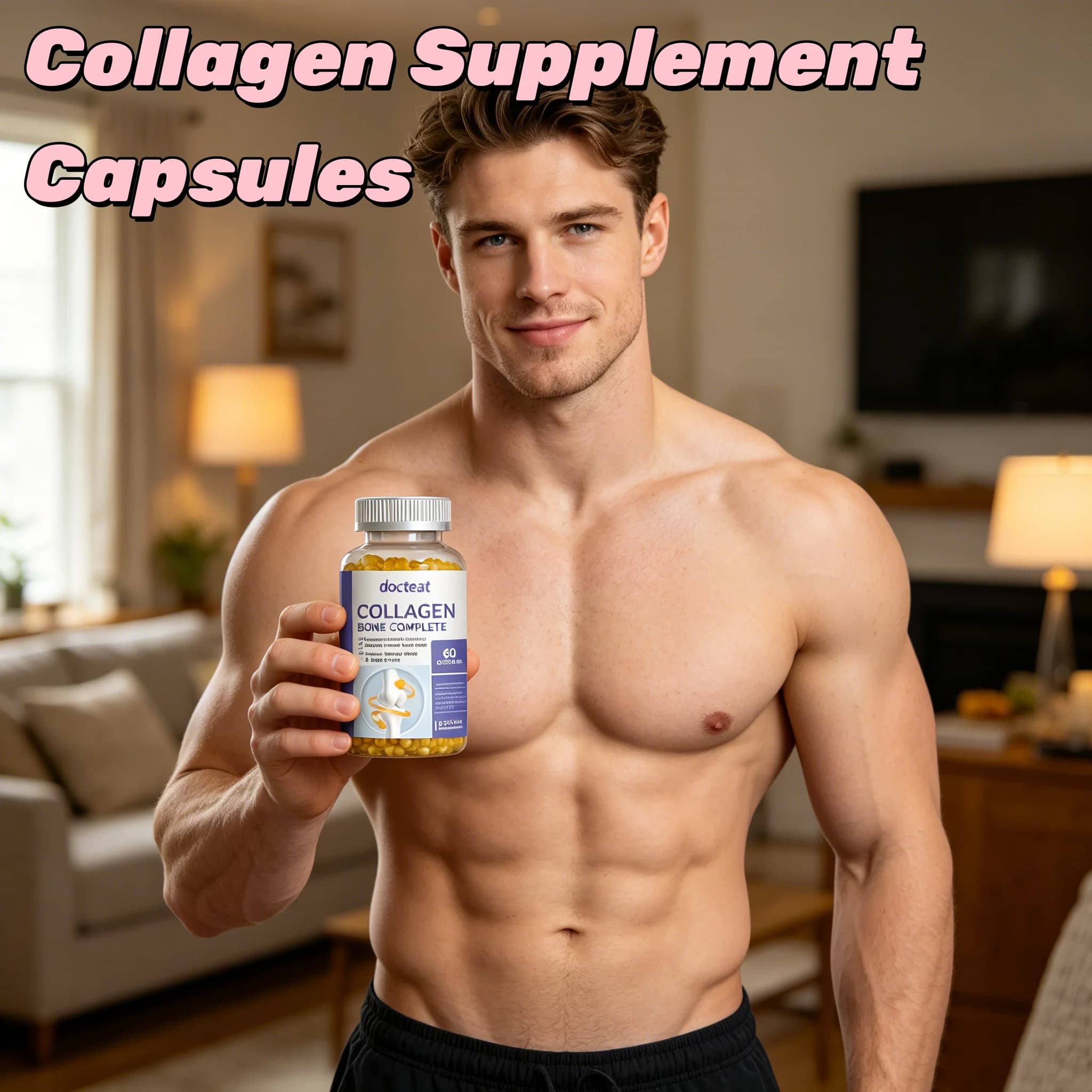 Capsule di Peptidi di Collagene per Uomini e Donne, per Crescita Muscolare, Aumento della Forza, Recupero Post-Allenamento e Supporto Articolare