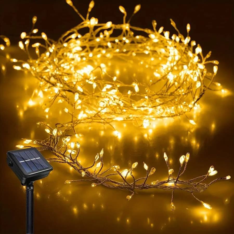Luci a stringa a LED solari Petardo da esterno Stringhe di luci da fata 8 modalità Luci in filo di rame per decorazioni natalizie da campeggio per matrimoni