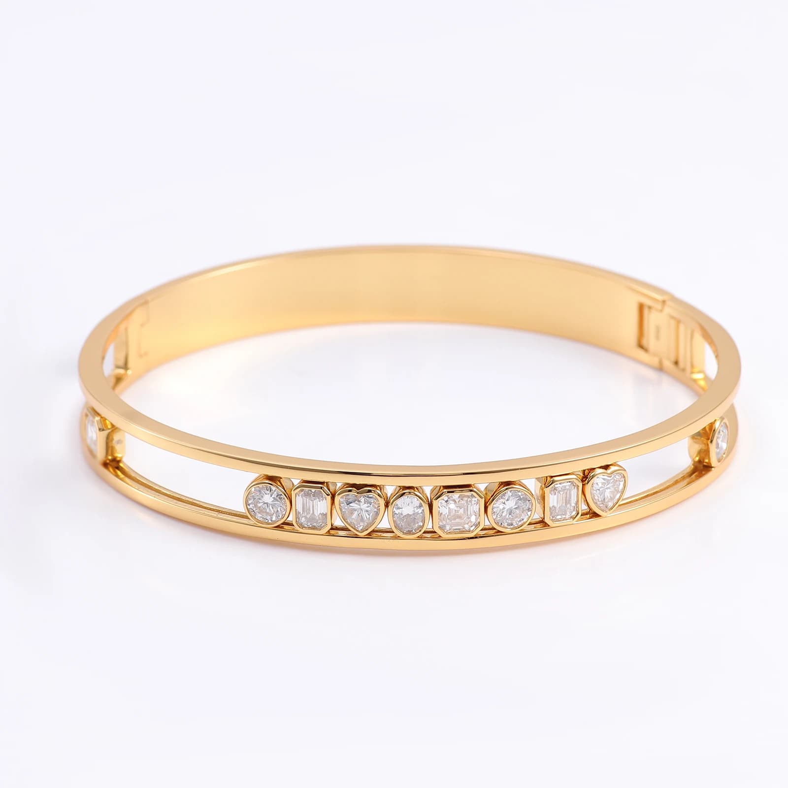 Braccialetti in vero oro giallo 10K / 14K provenzale Cuore Ovale Asscher Smeraldo lab braccialetti con diamanti braccialetti per le donne festa Regalo di compleanno