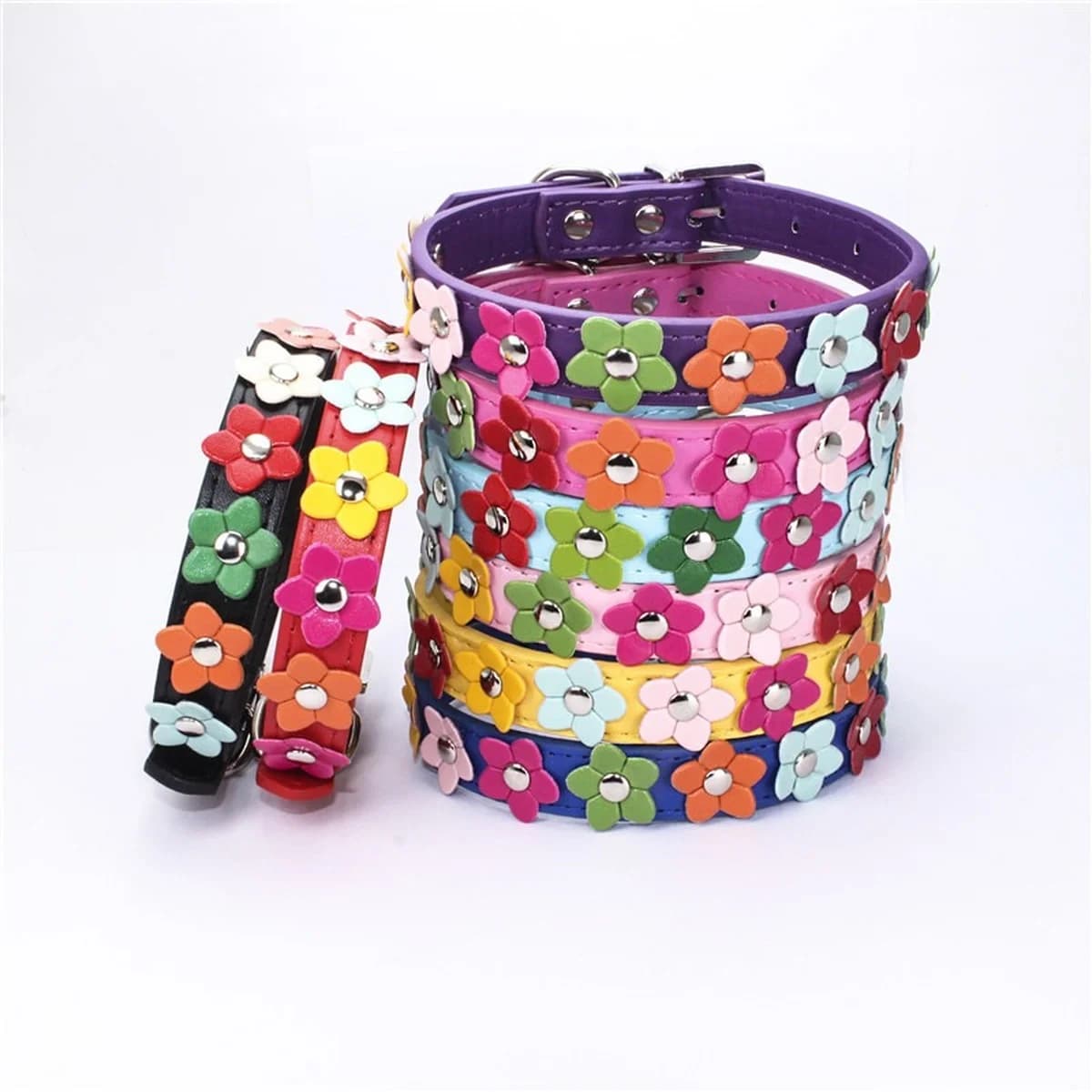 Fiori Pet collare per cani guinzaglio in pelle PU Cat Collier catena tracolla per piccolo medio grande animale Teddy Chihuahua Pug Fashion