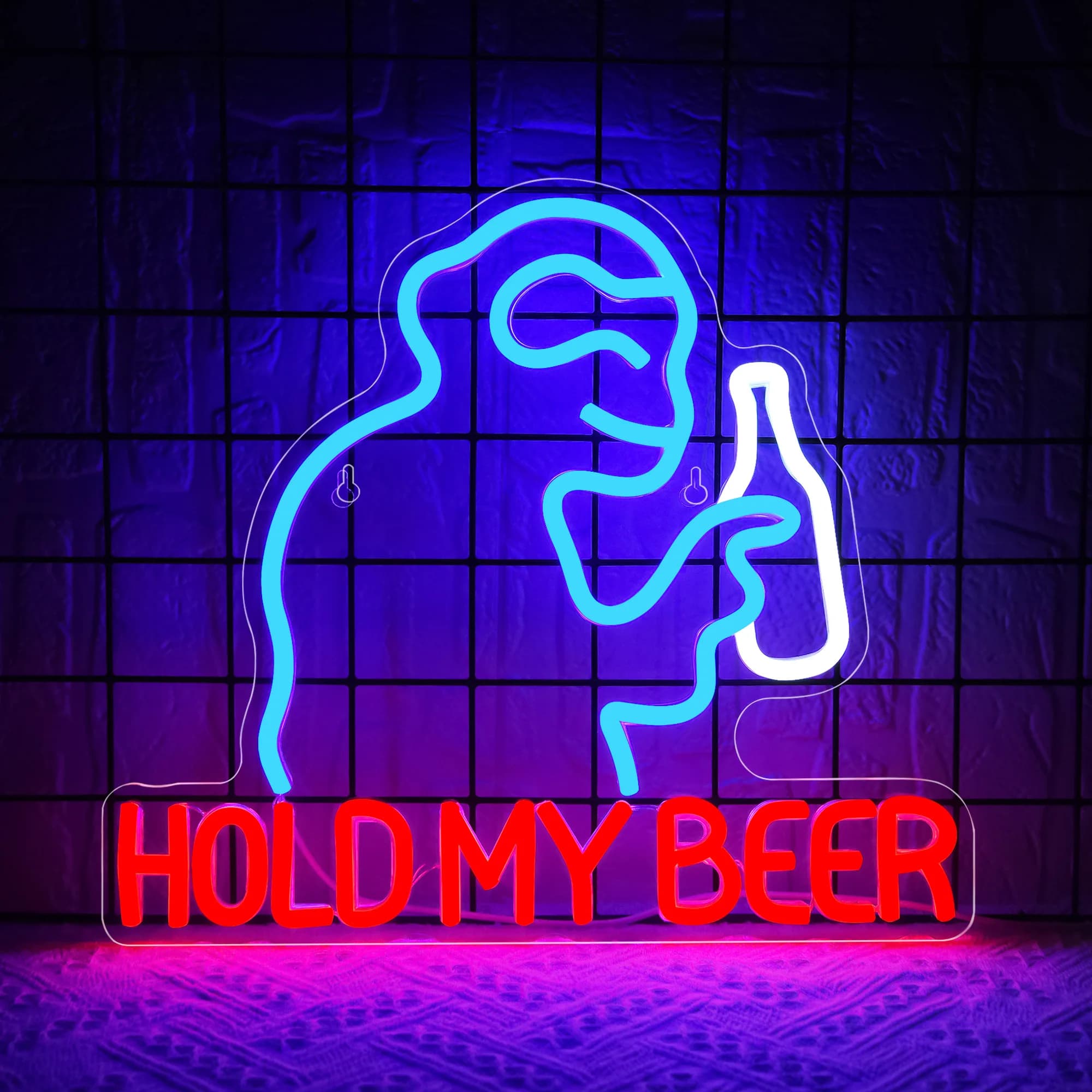 Insegna al Neon 'Hold my Beer' per Decorazione Murale, Insegne LED per Attività Commerciali, Adatte per Man Cave, Luci al Neon per Casa, Bar, Negozio, Bistrot, Festa, Club