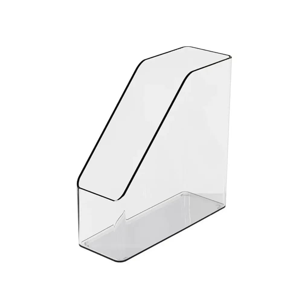 Espositore Cartella da scrivania trasparente Cartella di file verticale sottile in PET Contenitore portaoggetti da appoggio Vassoio di carta Organizzatore Casa