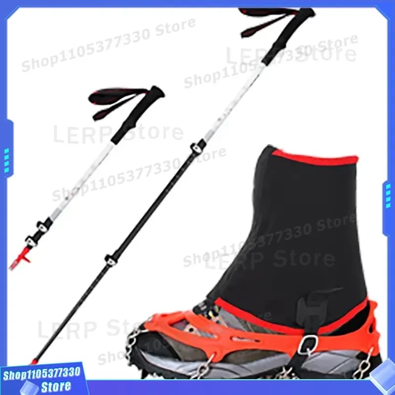 210g Lightweight Carbon Fiber Hiking Poles Folding Trekking Sticks with Waterproof Foot Guards and Crampons for Snow Camping