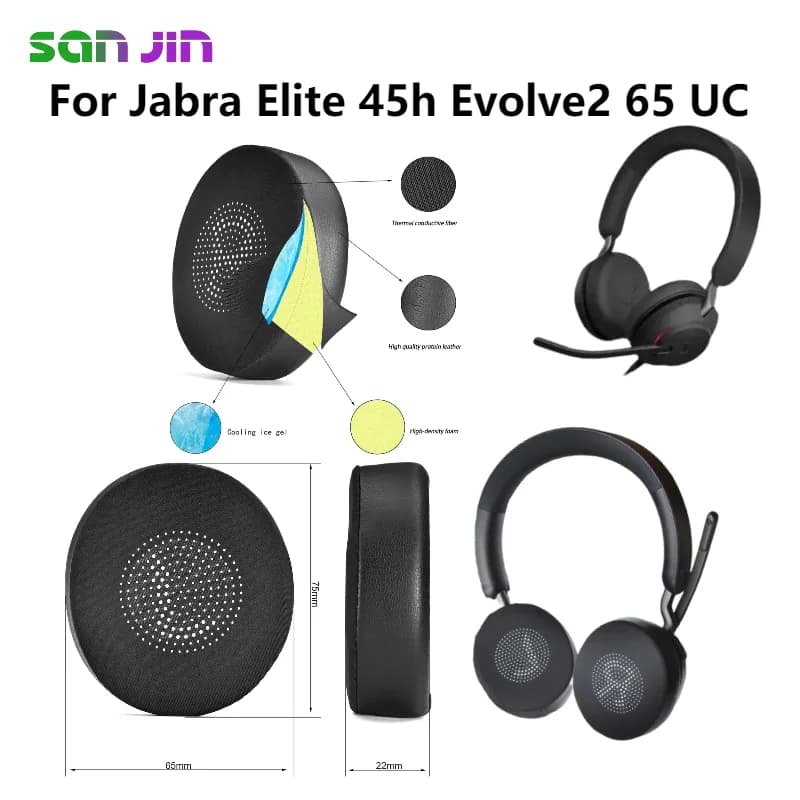 Per Jabra Elite 45h Evolve2 65 UC Auricolare Custodia ultra morbida Cuscinetti auricolari di ricambio Cuscino Auricolari