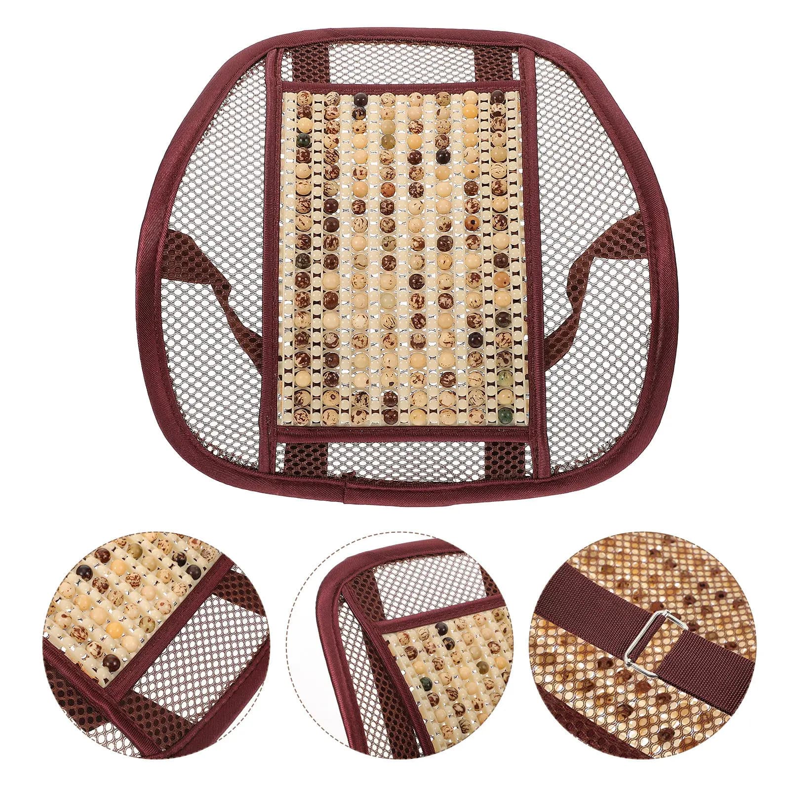Cuscino Lombare in Perline di Legno per Auto, Ufficio e Casa, Supporto Ergonomico Universale per la Schiena con Texture Liscia e Traspirante