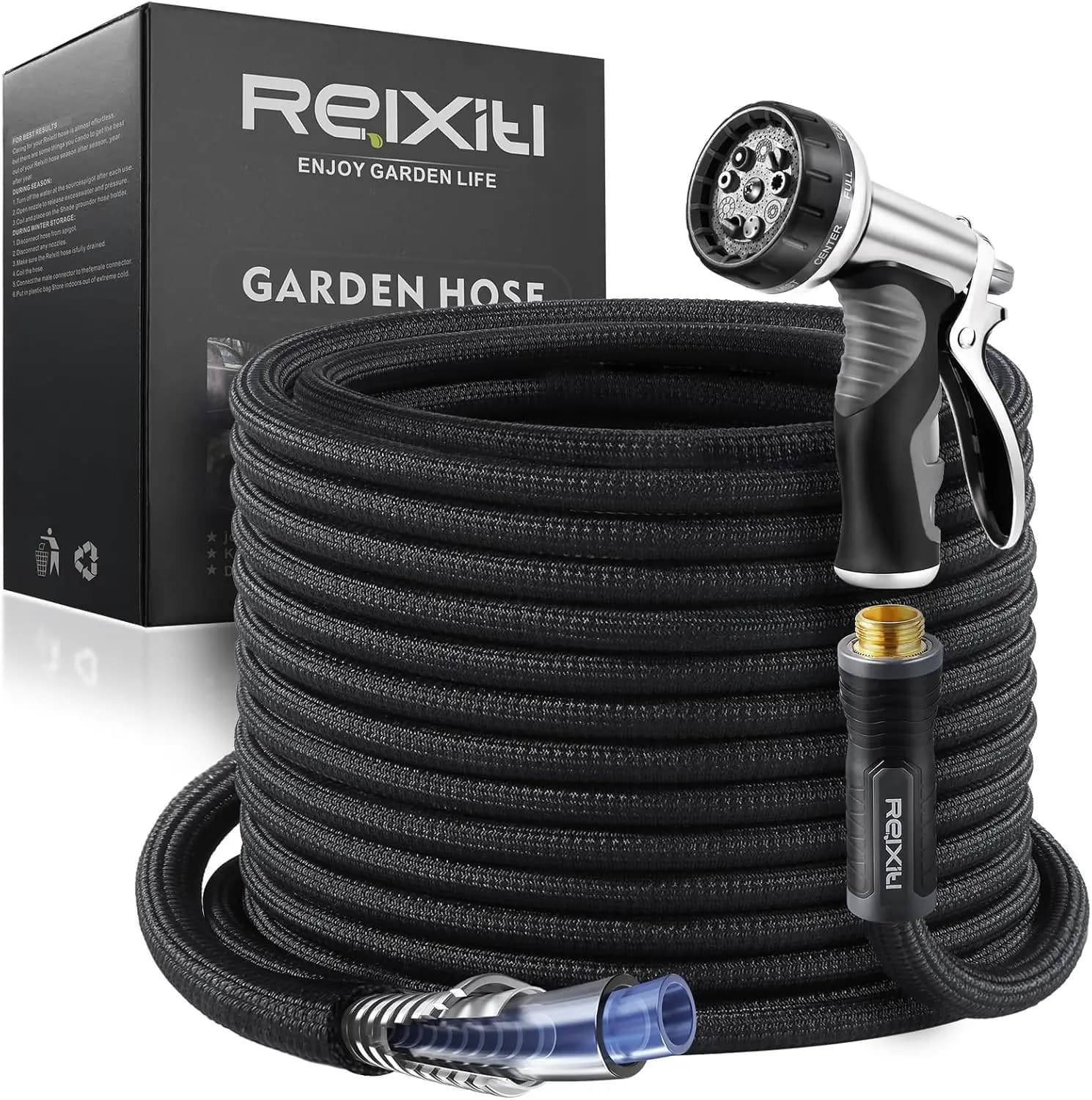 Tubo da Giardino 50FT, Tubo dell'Acqua Ultra Leggero Non Espandibile con Spruzzatore a 10 Funzioni, Anti-Perdita e Anti-Piega per Uso in Giardino