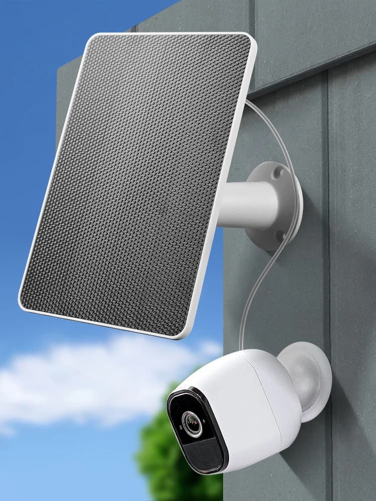 Caricatore Solare 10W con Cavo di Ricarica, Pannello Solare Monocristallino Portatile da Parete per Telecamera di Sicurezza Wireless da Esterno