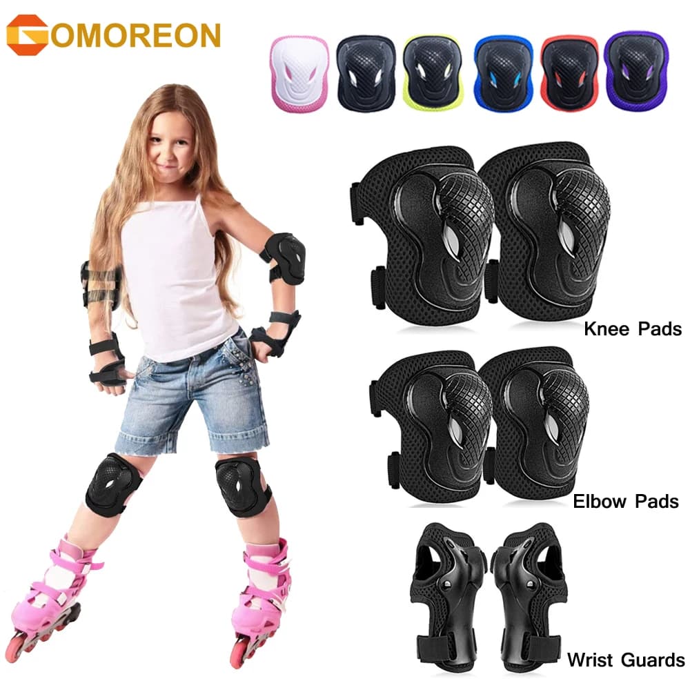 GOMOREON 6 Pz/set Bambini Ginocchiere di Sicurezza Gomitiere Polsiere Bambini Equipaggiamento Protettivo per Ragazze Ragazzi Ciclismo Pattinaggio A Rotelle