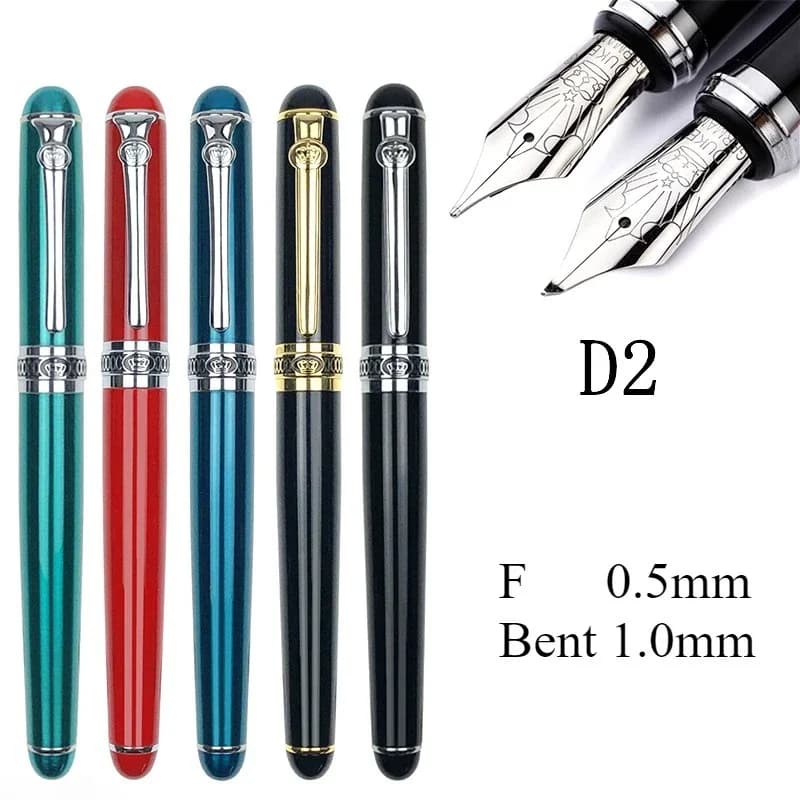 Hot DUKE D2 Fountain Pen Artistic Curved Straight Pointed Signature Calligraphy Practice Pen Smooth Writing School Office Gift