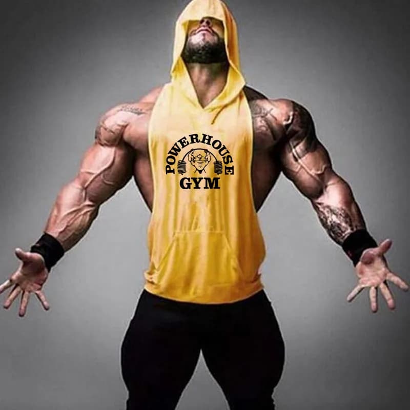 Canotta in Cotone da Uomo per Bodybuilding, Gilet con Cappuccio Senza Maniche per Palestra, Maglietta Estiva Casual alla Moda per Allenamento e Fitness