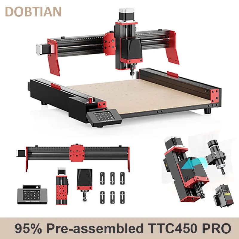 TTC450 Pro Macchina del router di CNC 4 assi per taglio e incisione laser e macchina cnc Controllo GRBL Creazione fai da te per la lavorazione del legno