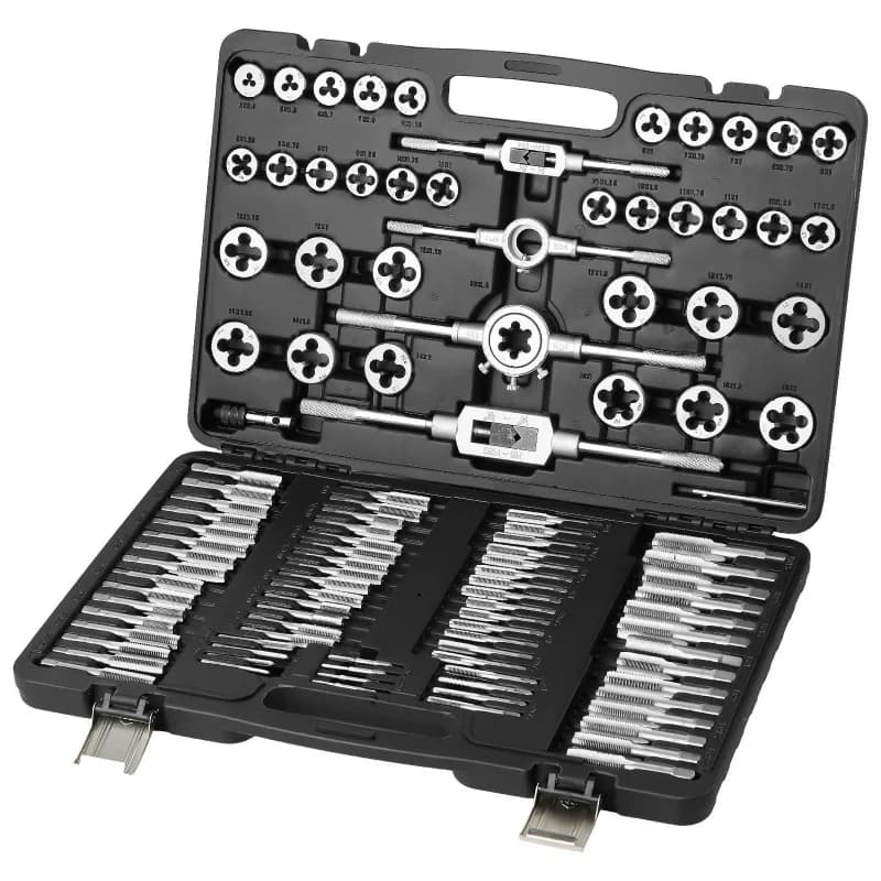 Set of 110 Pieces with Steel Handles and Chains for Metric Bearings from M2 to M18 - Essential Tool for External and Interior Threads