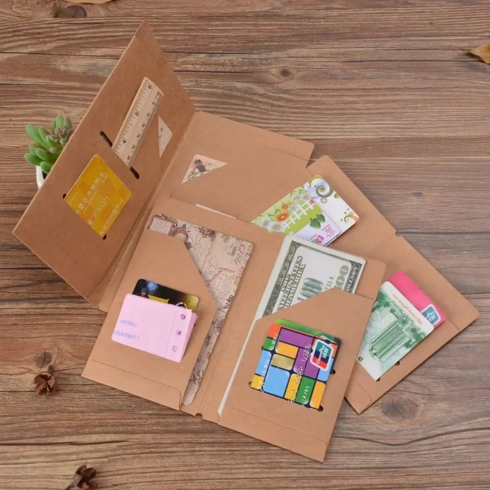 Cartella portadocumenti in carta Kraft per diari di viaggio ricaricabili, organizer per carte con inserto di ricarica Kraft per dimensioni passaporto portatili standard