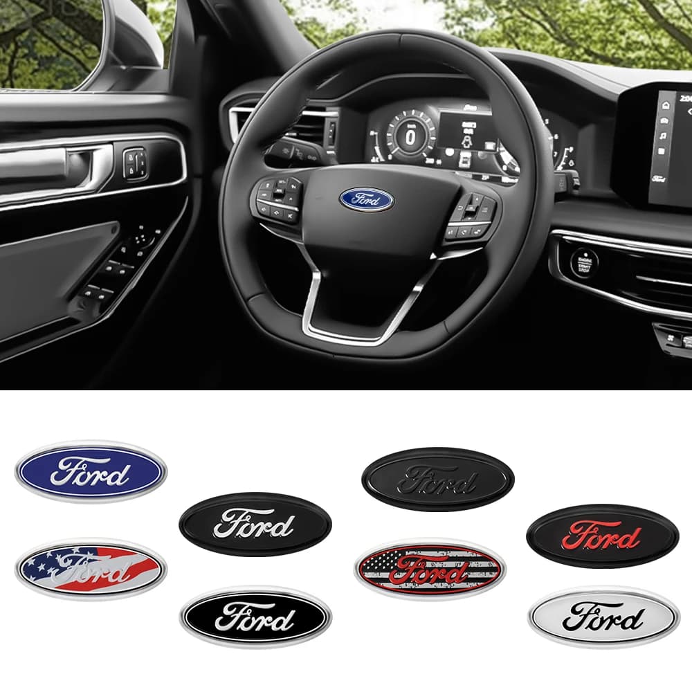 Adesivo Decorativo per Copertura Centrale del Volante per Ford Focus Mk4, Kuga, Fiesta Mk7, Explorer, Mustang, Accessori Auto