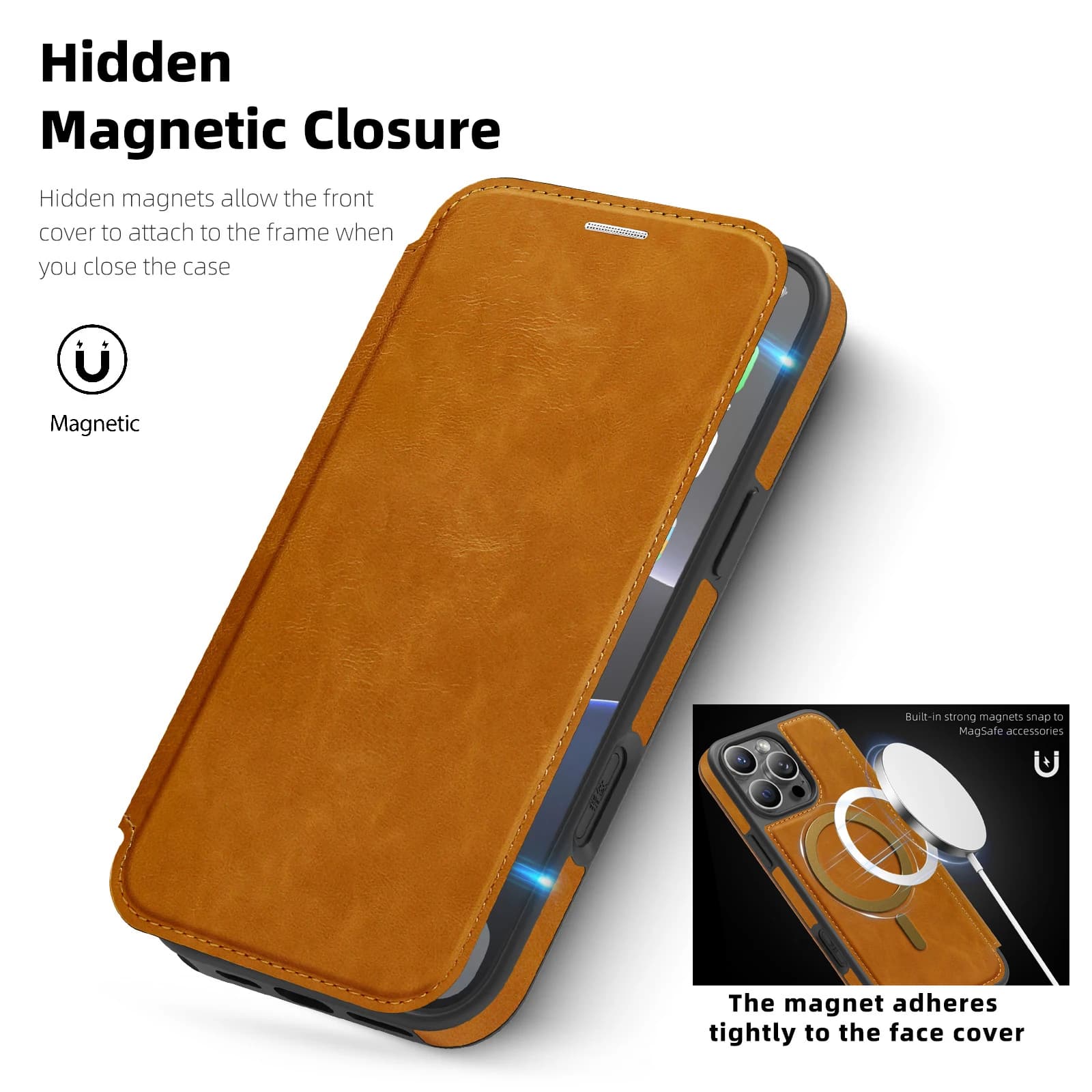 Leather Phone Case with Magnetic Vibration for iPhone Air 17 16E 15 16 Pro Max 14 13 12 11 Card Slot Magnet Case Back Cover