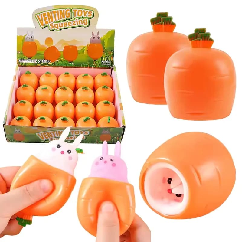 Giocattolo Antistress a Forma di Carota e Coniglio, Portatile e Sensoriale per Bambini e Adulti, Ideale per Ufficio e Casa