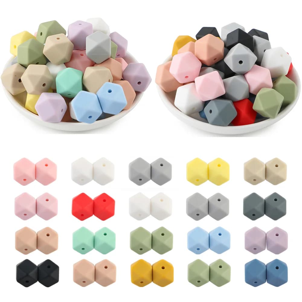 Perline in silicone esagonali da 14 mm Perline in silicone sciolte da 17 mm Accessori per collane con penna per perline fai-da-te per la creazione di gioielli