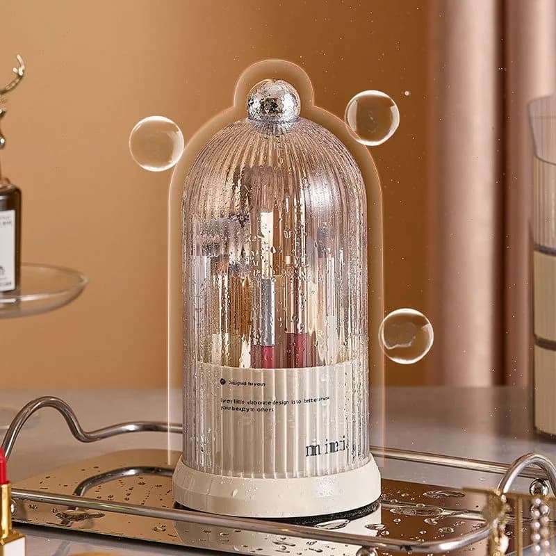 Organizer per trucco rotante a 360 ° con coperchio porta pennelli cosmetici di lusso porta matita per sopracciglia rossetto scatola portaoggetti per ombretti