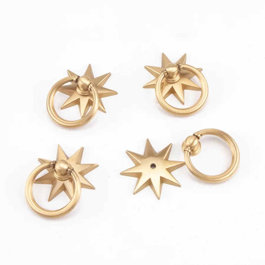 Armadietto a forma di stella di anice Maniglie in ottone antico Anello Maniglie per mobili in ottone Anello Manopole per cassetti Maniglia in oro per armadio