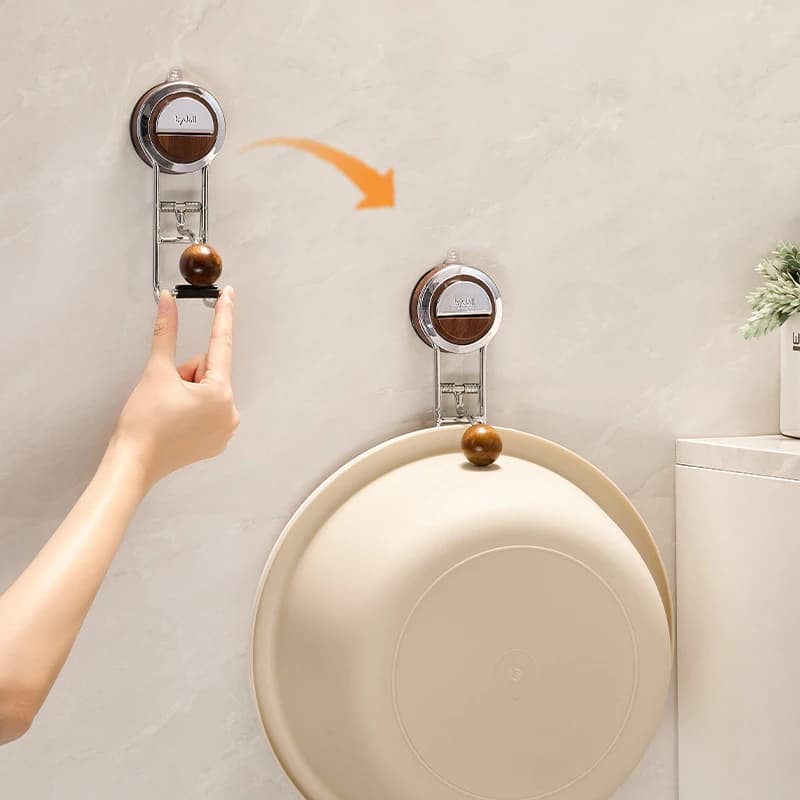 Ganci a ventosa resistenti, gancio appendi asciugamani riutilizzabile da parete con decorazione in legno, nessuna perforazione richiesta per bagno, cucina