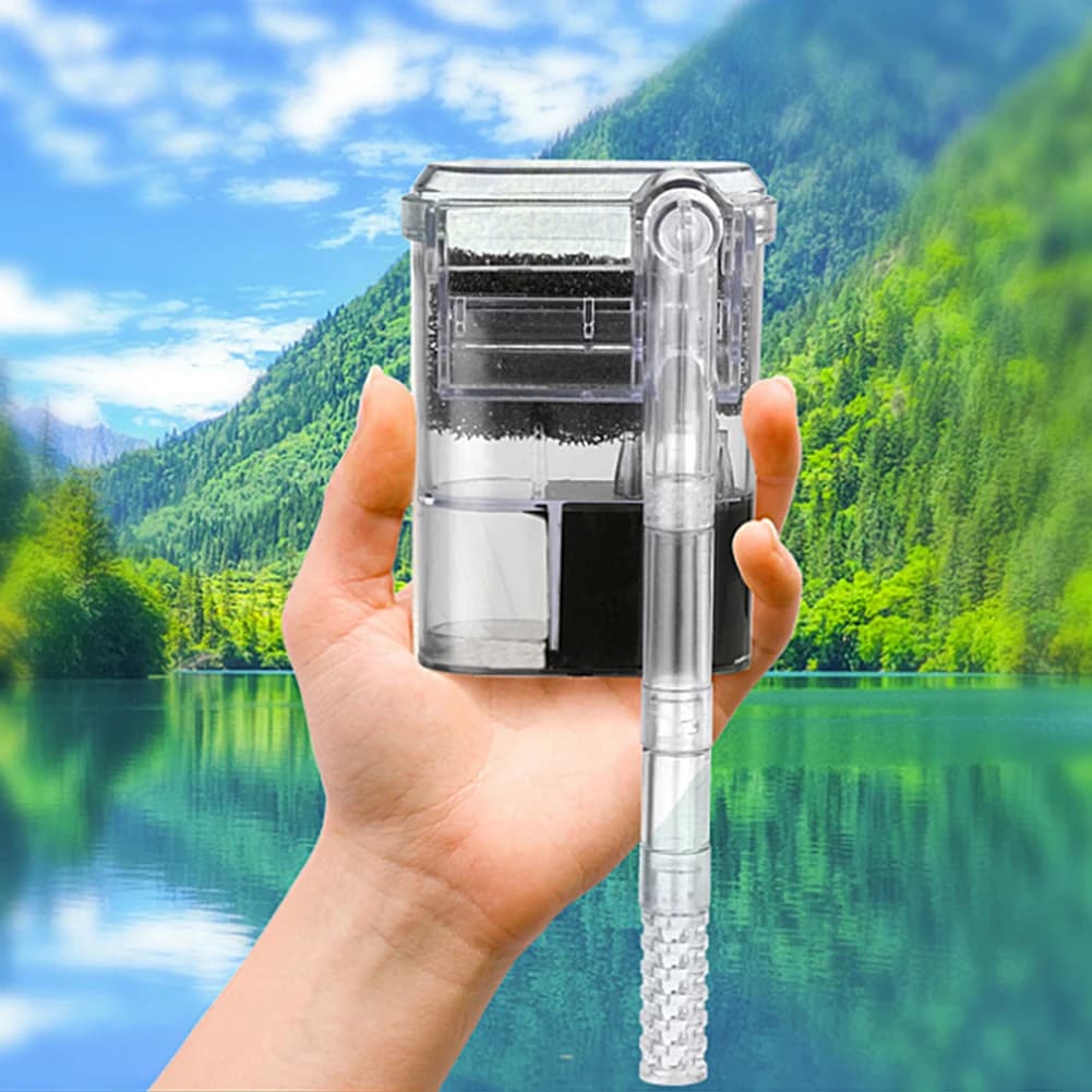 Depuratore d'acqua con filtro sospeso per acquario Flusso d'acqua regolabile Filtro da appendere Pompa dell'acqua Spina USB negli accessori per acquario