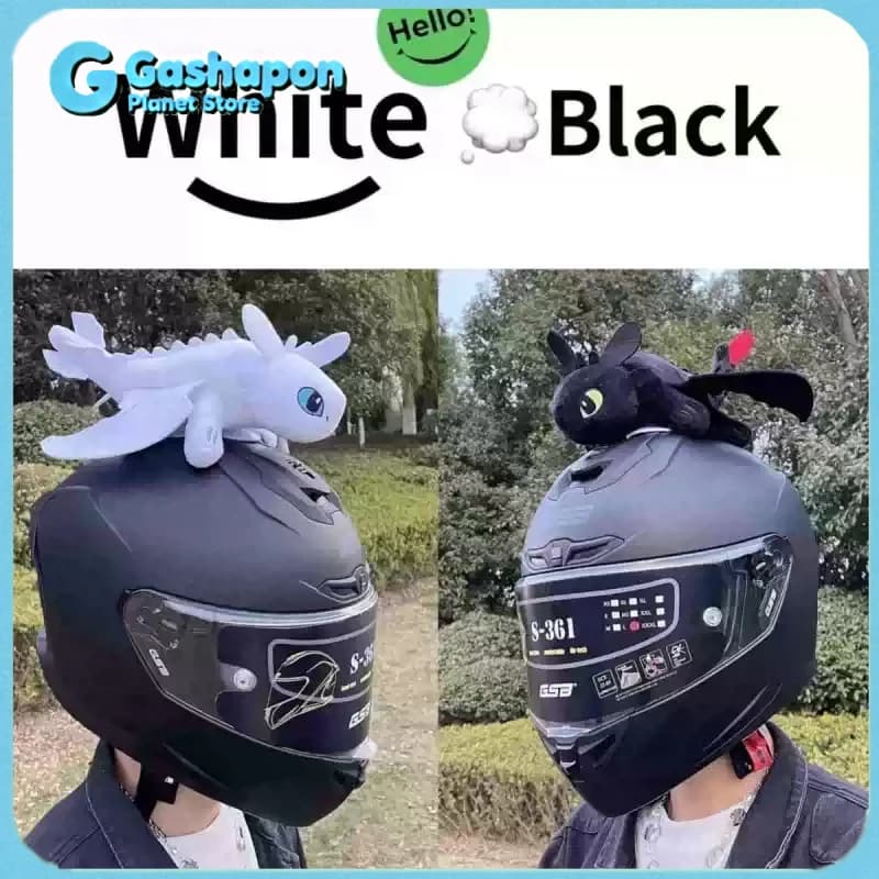 Come addestrare il tuo drago: Decorazione per casco auto/moto Drago Senza Denti, Bambola Drago Nero Piccolo, Accessorio Animazione, Regalo di Compleanno