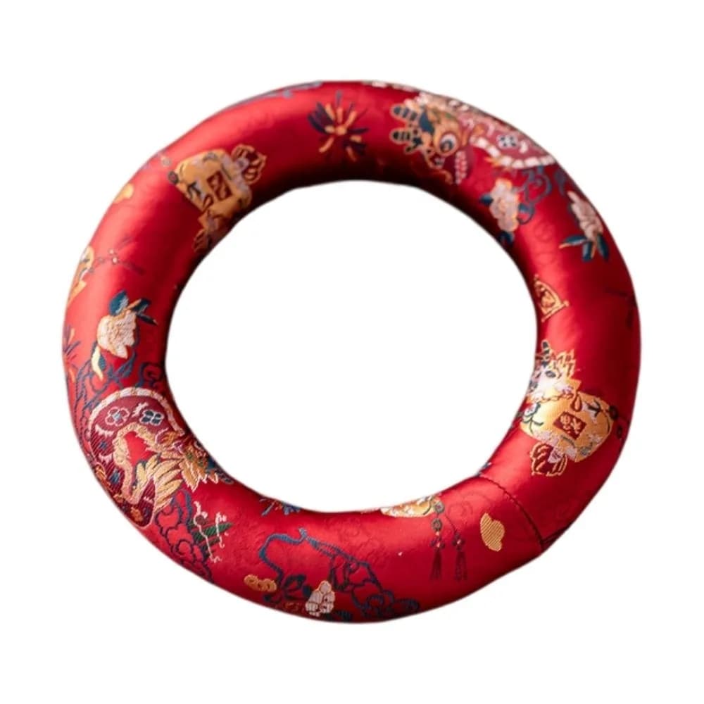 Nepalese Singing Bowl Mat Brocade Donut Shape Sound Copper Out Mat Non Slip Traditional Wooden Fish Coaster Meditation