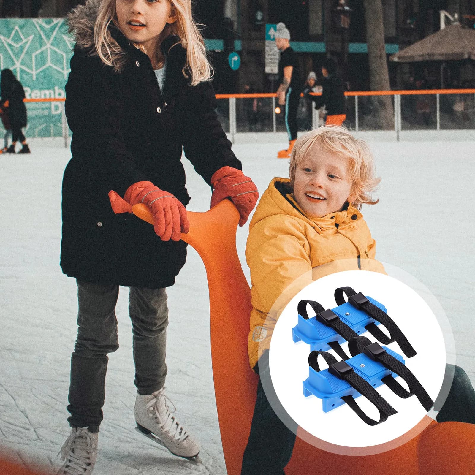 1 paio di pattini da ghiaccio per bambini, anti-caduta, stabili, con cinturini regolabili, pattini di sicurezza per bambini, aiuto per l'allenamento di pattinaggio sul ghiaccio per principianti