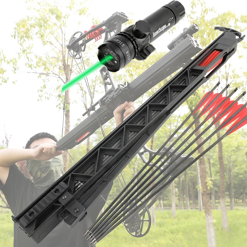 Tiro con l'arco Freccia Lanciatore Arco composto Caccia di mira 6 pezzi Lancio di frecce in carbonio puro con mirino laser Strumento di aiuto per il tiro