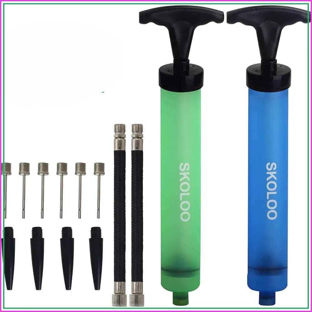10" Portable Hand Air Ball Pump Inflator Kit with Needle, Nozzle, Extension Hose for Soccer, Basketball, Football, Volleyball, Rugby, Sports Balloons
