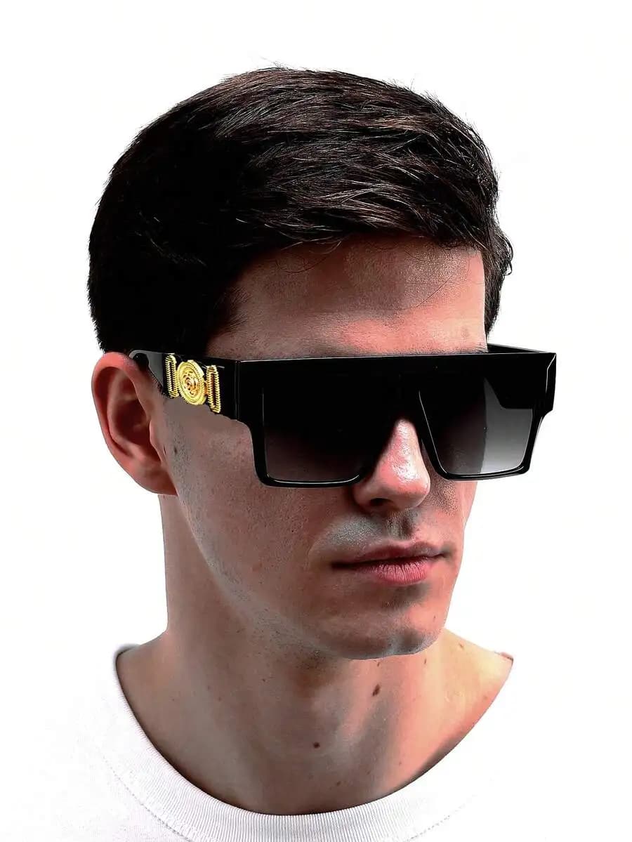 1/2 Pairs Men's Rectangular Concave Thick Eyeglasses Frames, Retro Personality Street Style Multifunctional Fashion Glasses