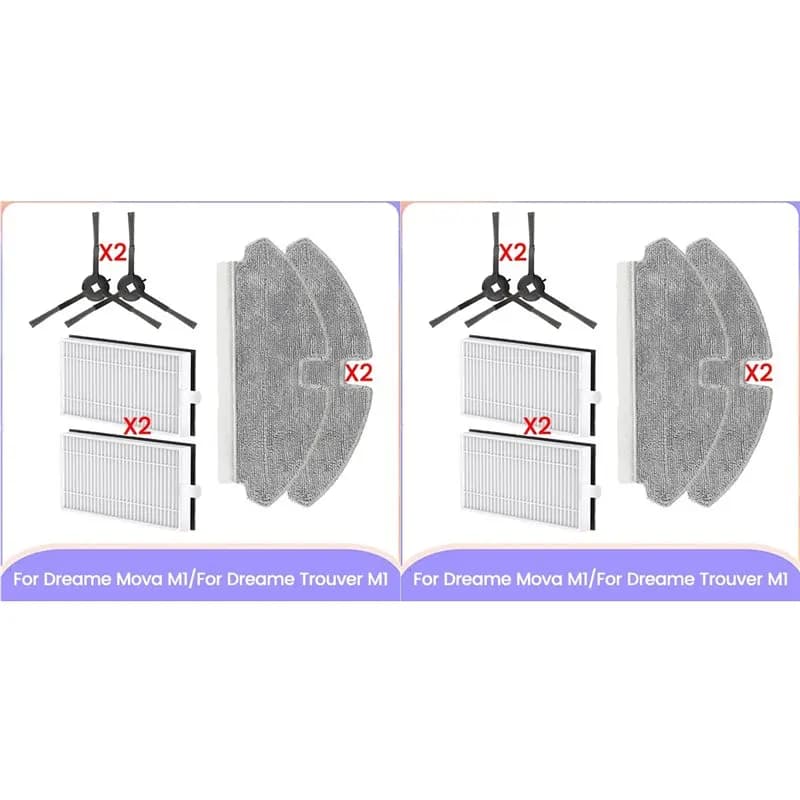 【NUOVISSIMO】Kit di 12 pezzi di spazzole, filtri e panni per Dreame Mova M1 e Dreame Trouver M1, ricambi efficienti per la pulizia domestica