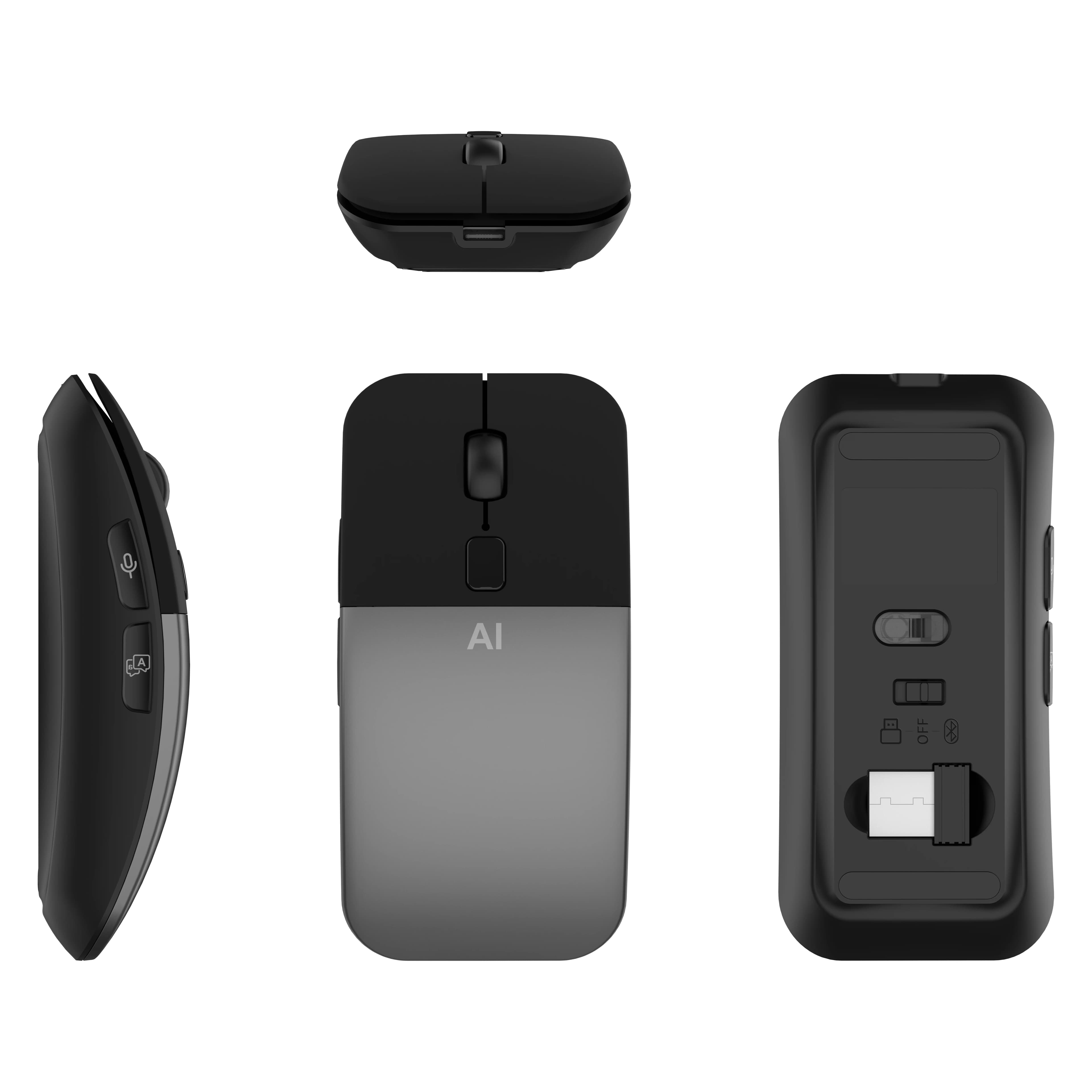 AI Smart Mini Gaming Mouse USB RGB Rechargeable Optical Tracking LED Backlit Audio Typing Language Translation Support