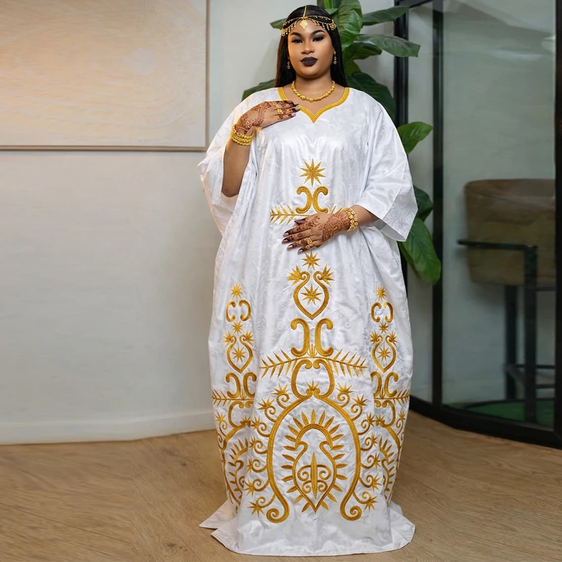 Pure White African Plus Size Bazin Riche Boubou Dress Original Nigeria Wedding Party Dashiki Gown Shining Gold Line Guipure Robe