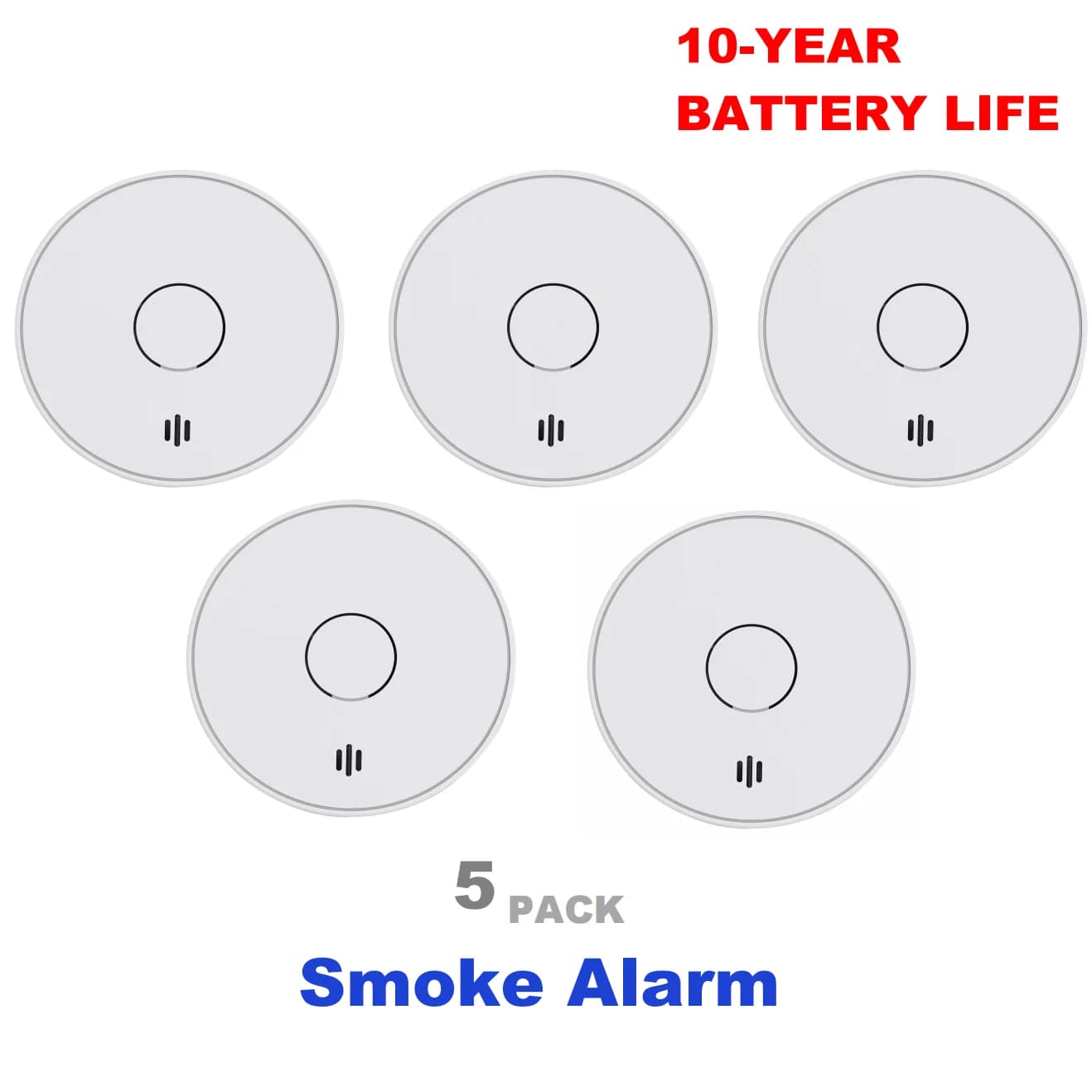 Rilevatore di fumo per la casa, rilevatore di fumo con batteria da 10 anni, allarme antincendio con grande test/pulsante silenzioso, CE, VS02