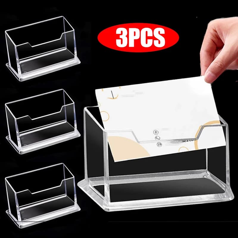 1-3 Pcs Clear Desk Shelf Box Storage Display Stand Acrylic Plastic Transparent Desktop Business Card Holder Place Card Holder